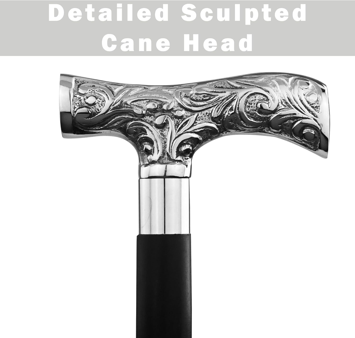 Silver Victorian Walking Stick Cane - Elegant Dress Costume Accessories for Women, Men, Seniors - Fancy Party Dress Wood Canes Mobility, Stability, Knee Support - Stylish Walking Aids - 36.25" Silver