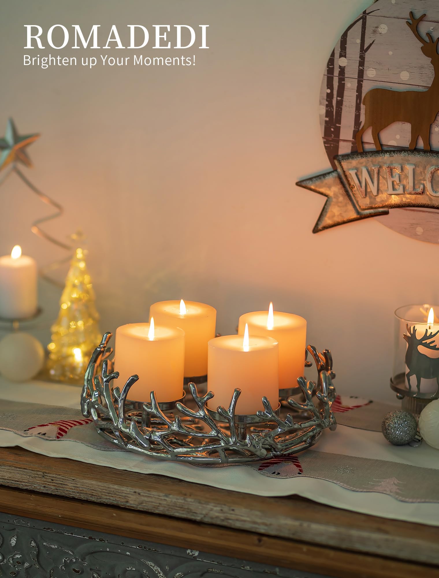 Romadedi Couronne De L'Avent Vintage En Forme De Bois De Cerf