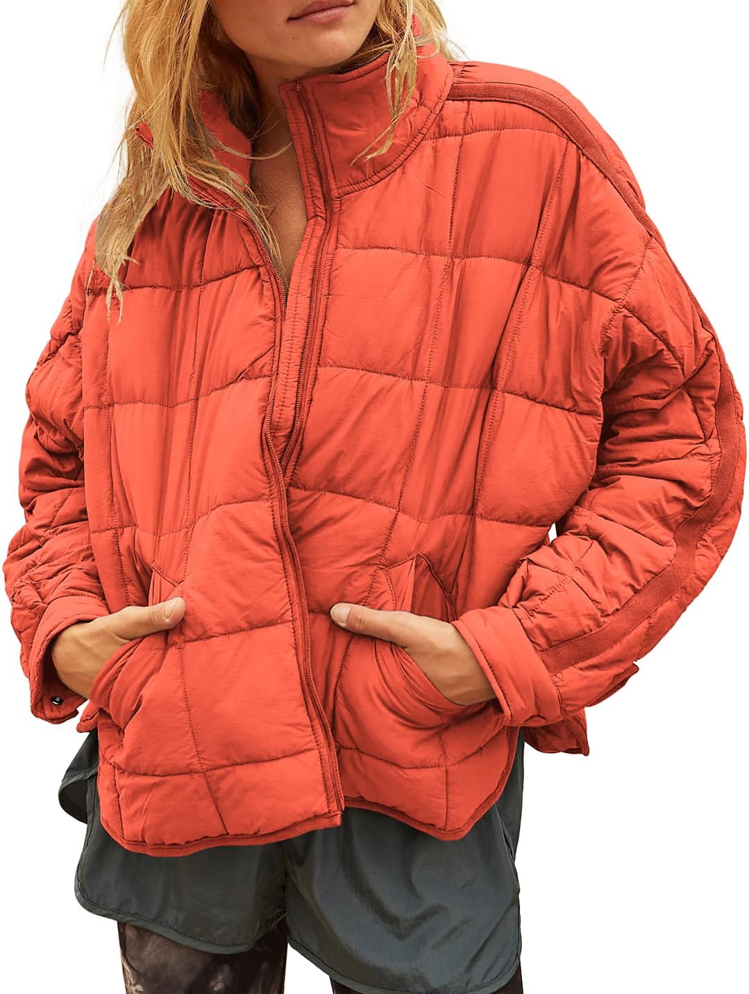 Gacaky Women's Baggy Lightweight Zip Puffer Jacket Warm Winter Down Coat with Pockets