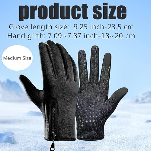 Miniatura 2 de Guantes impermeables de invierno unisex con capacidad de pantalla táctil, muñeca elástica resistente al viento y palma antideslizante para correr,