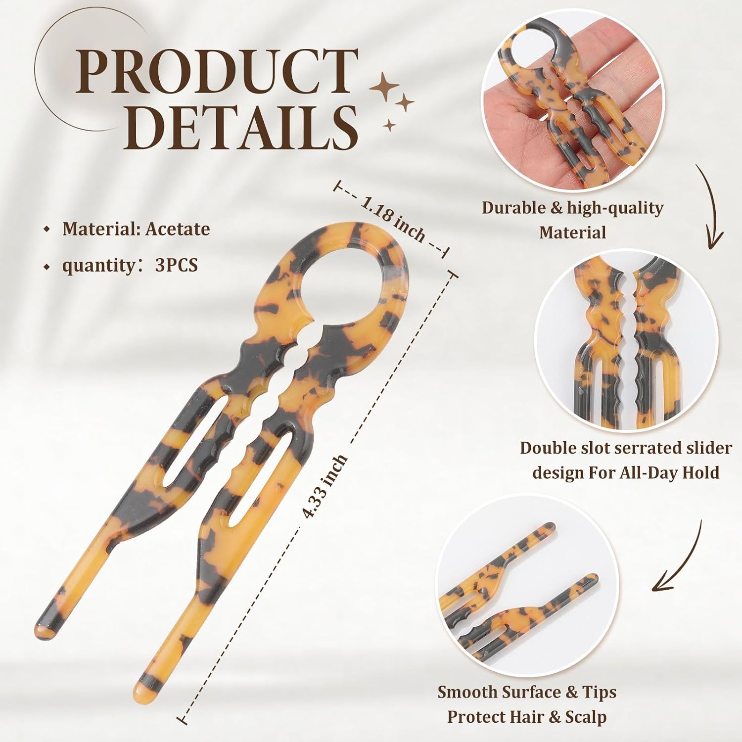 French Hair Pins for Thick Hair, 4.1 Inch Prestige U Shaped Hair Clips image 2