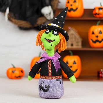 Halloween Halloween Skeleton Pumpkin Witch Tabletop Decoration Skull Figure Shelf Sitters Figurine Present for Autumn Fall Harvest Halloween DecorWitch-Black Green