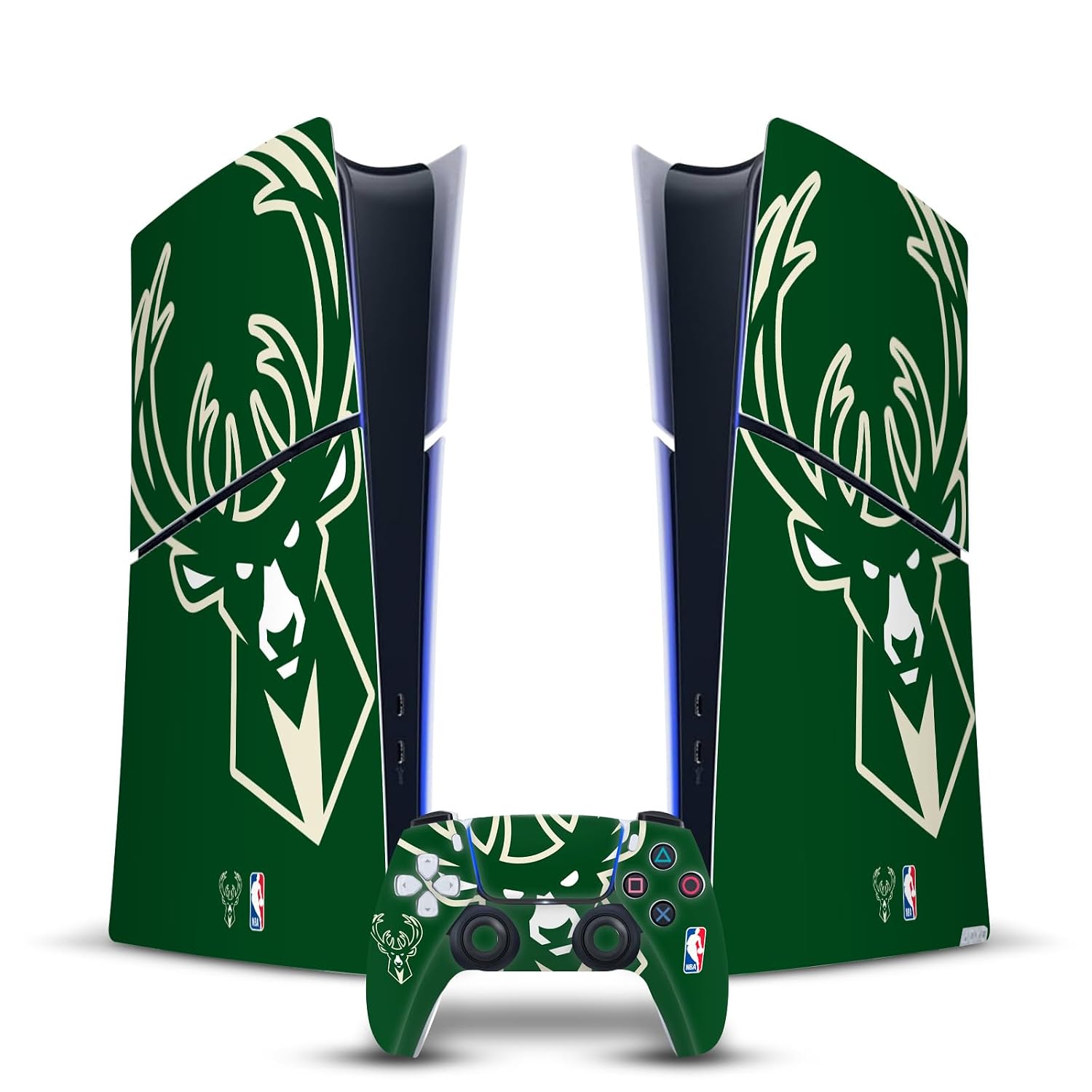Head Case Designs Officially Licensed NBA Oversized Milwaukee Bucks Logo Vinyl Sticker Gaming Skin Decal Compatible With Sony PlayStation 5 PS5 Slim Digital Edition Console & DualSense Controller