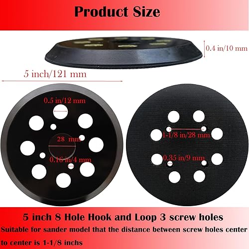 Miniatura 2 de Almohadilla de lijado de reemplazo de gancho y bucle de 5 pulgadas y 8 orificios para SKIL SR211601 SR6604B SR660302 Random Orbital 5" Lijadora Pad