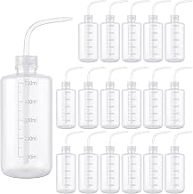Zubebe 18 Pcs 250ml/500ml Tattoo Wash Squeeze Bottle Bulk Plastic Squirt Lash Water Bottle with Narrow Mouth Scale Labels for Lab Wash Cleaning Water Tools, Plant Irrigation (Clear,500ml)