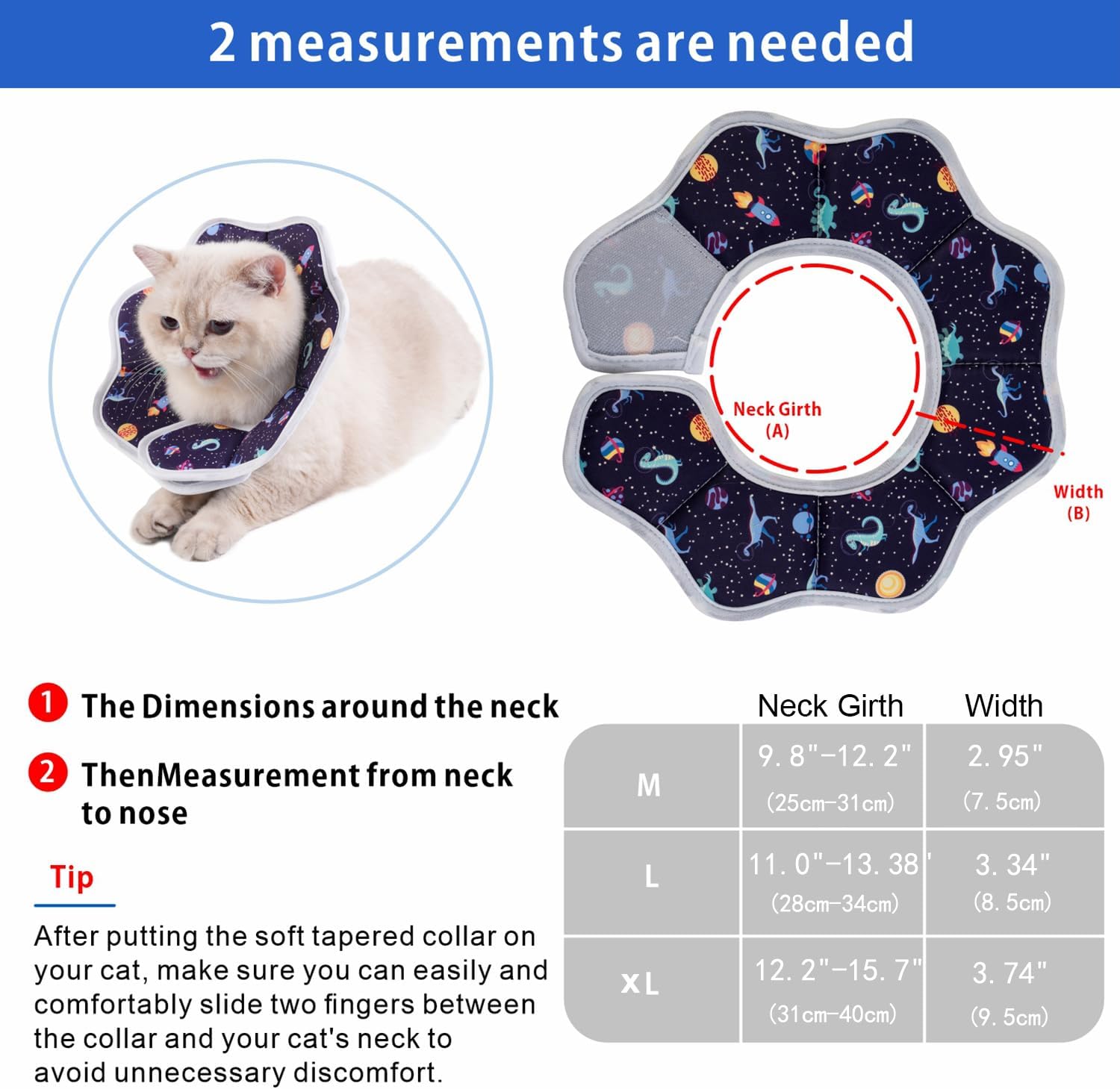 Vogano Soft Cat Cone Collar,Pet Recovery Collar,Comfortable Lightweight Elizabethan Collar for Small Dog Cat Prevent from Licking Wounds (Large/Dinosaur Pattern)