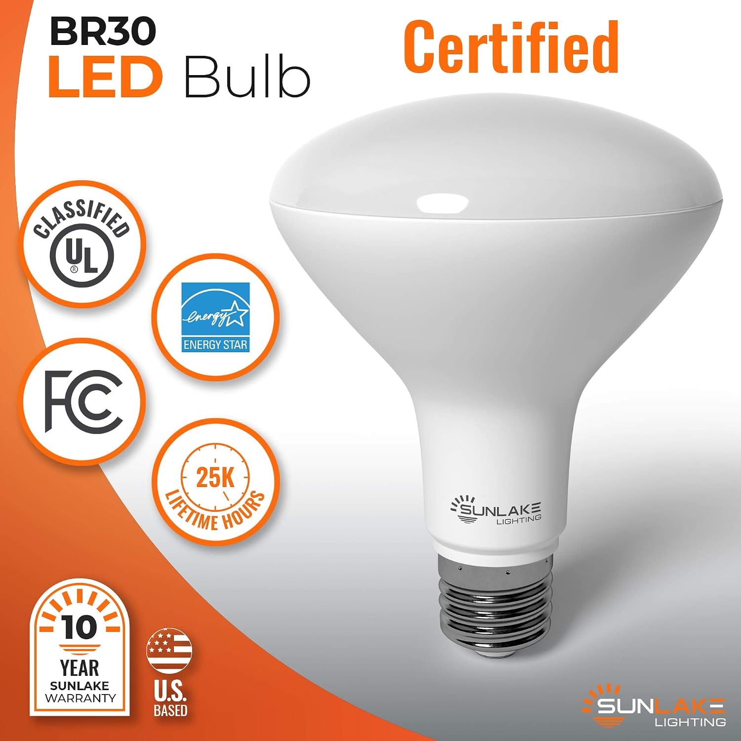 SunLake 12 Pack BR30 led Flood Light Bulbs 8 Watt (65 Watt Equivalent), Dimmable Recessed Led Can Light Bulbs 5000K Daylight, E26 Base, Energy Efficient- UL & Energy Star