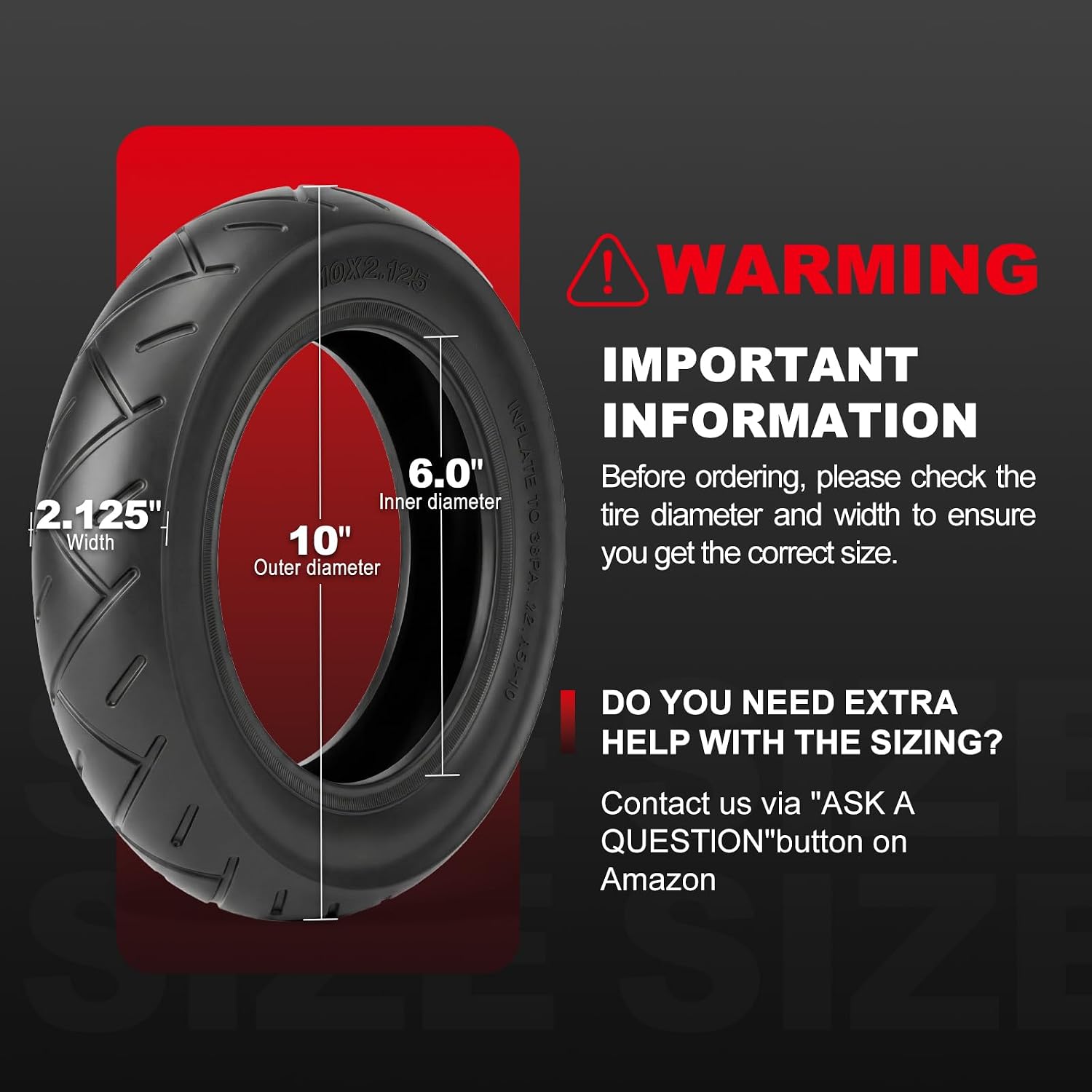 ELVANO 10×2.125 Electric Scooter Tire & Tube Set, High-performance Wear-resistant Pneumatic Tire, Replacement Tube with 90° Bent Valve and 2 Tire Levers, 10 Inch Fits 6" Rims (1-Set)