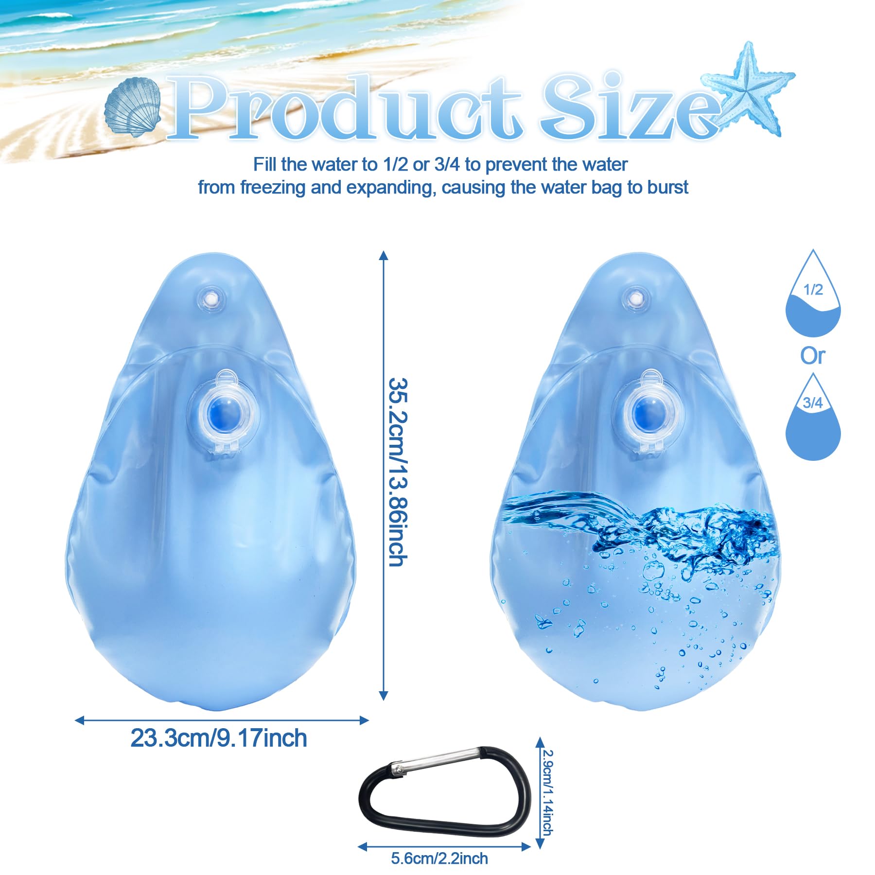 TZEKING 12 Pièces Sacs d'eau Lourds pour Couverture de Piscine,PVC Epais Sac de Suspension de Bâche de Piscine Etanche,Réutiliser Sac de Remplissage,pour Bâche de Piscine Hors Sol Antigel en Hiver