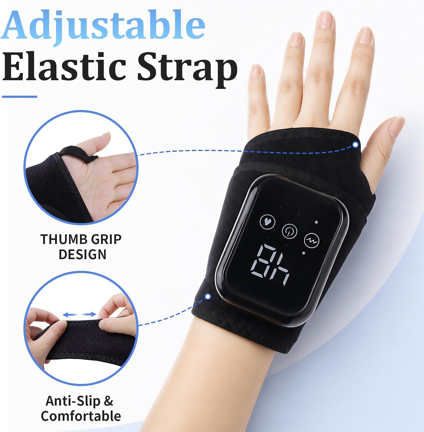 Majero Cordless Wrist Massager with Heat and Vibration, 3000mAh Rechargeable for Daily Relaxation, Great Gift for Women and Men