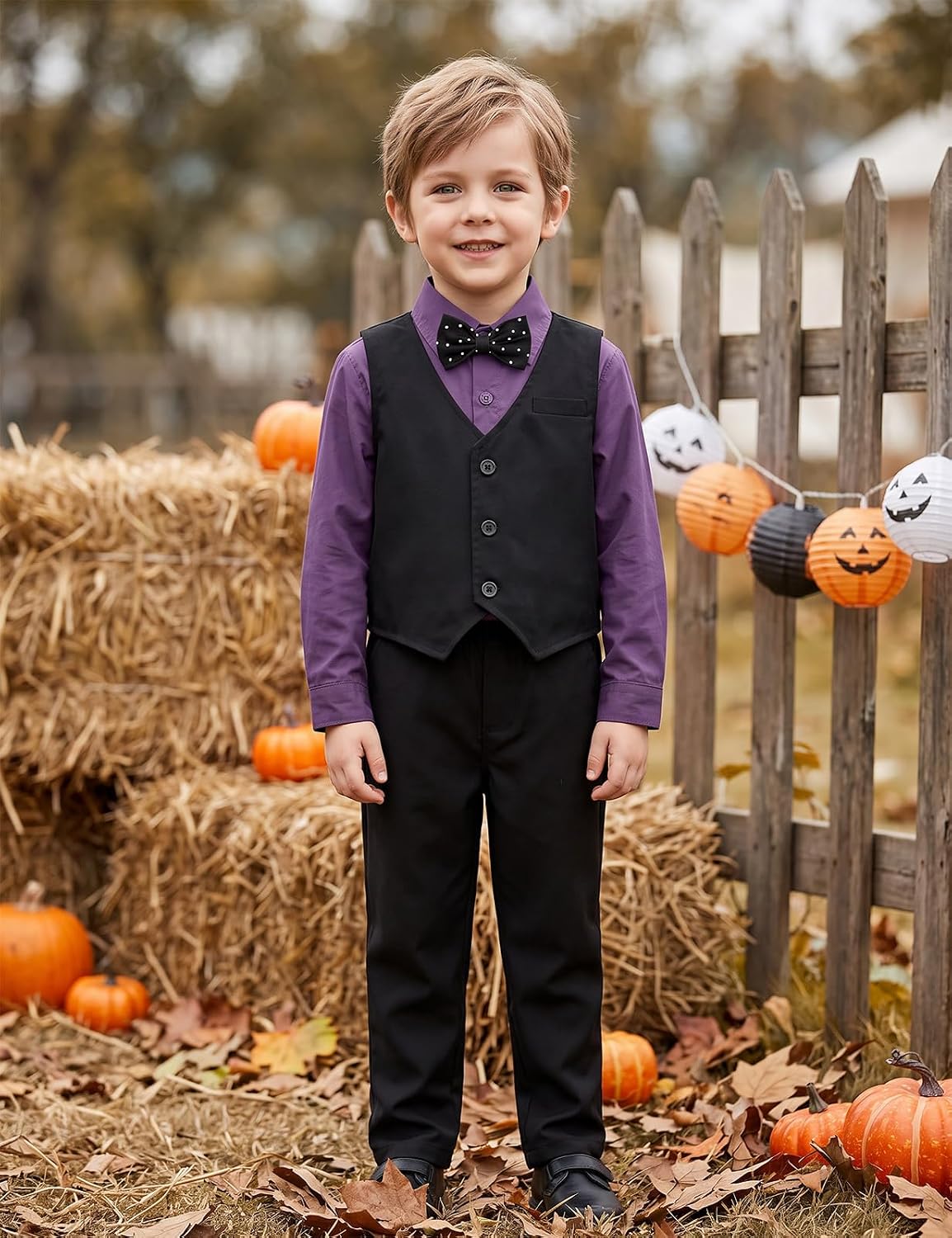 A&J DESIGN Toddler Boy Formal Suit 4pcs Vest, Shirt, Pants, Bow Tie 12M-5T
