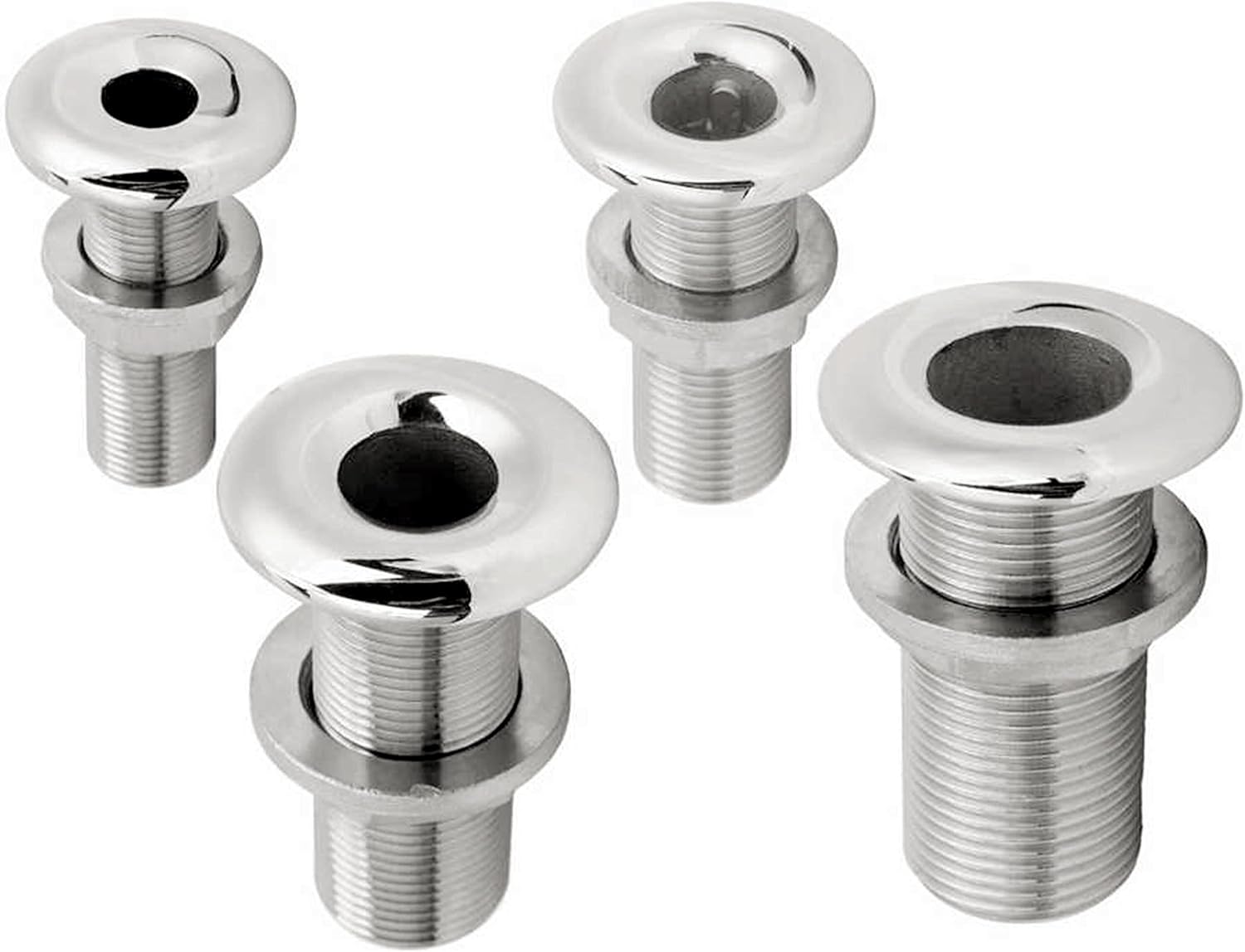 1Pack Stainless Steel 316 Straight Thru Hull Fitting Drain Thread Hose Barb Scupper Hose with Nut，Marine Bilge Pump Drain Vent Aerator Hose Yacht Water Outlet Port