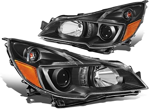 Auto Dynasty Pair of OE Style Black Housing Amber Corner Projector Headlight HeadLamps Compatible with Subaru Outback Legacy 10-14