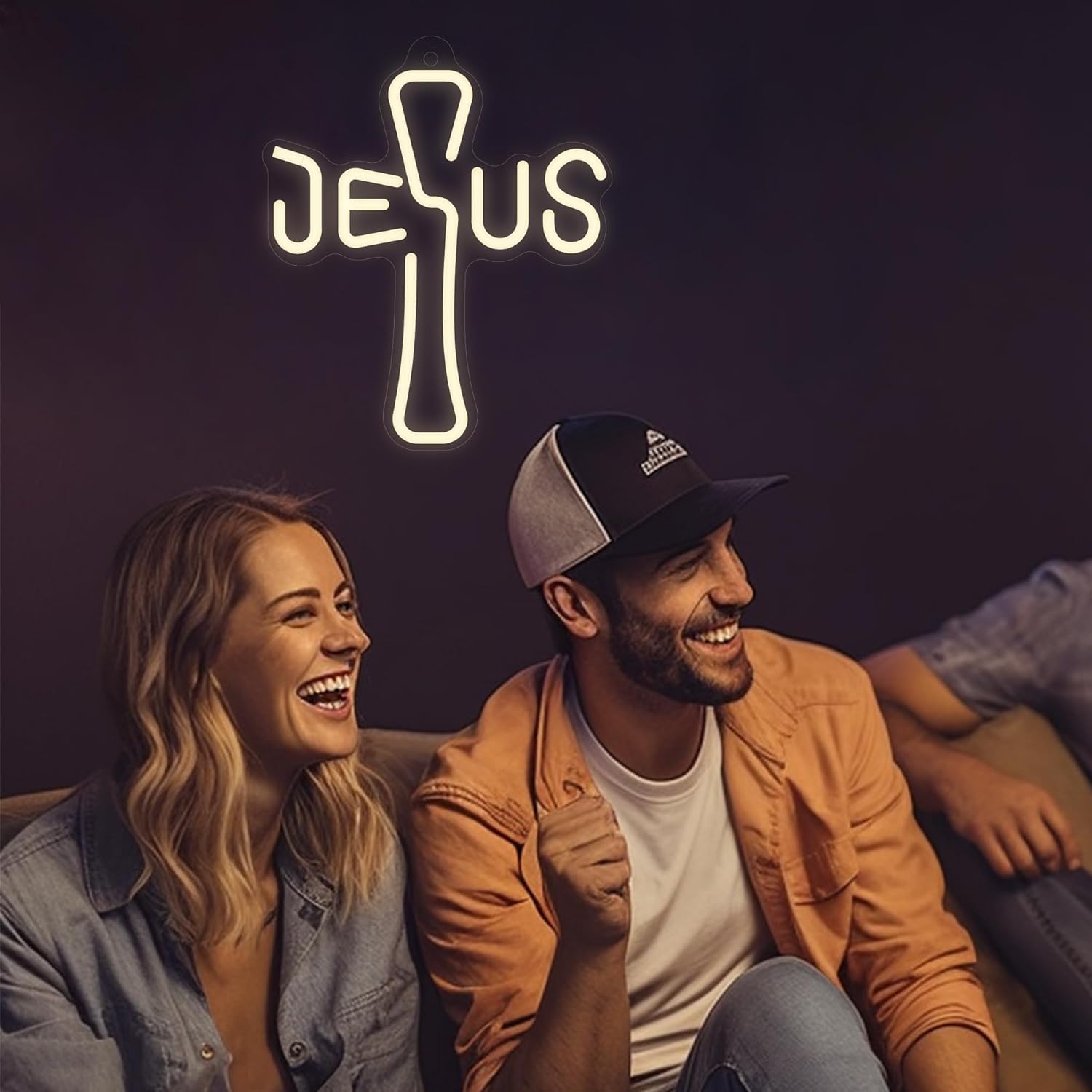 CoolGift Mart Jesus Cross Neon Sign - Unique Design, Dimmable LED Night Light USB Powered for Home Decor, Religious Events, Christmas, Easter - Meaningful Gift for Faithful Occasions