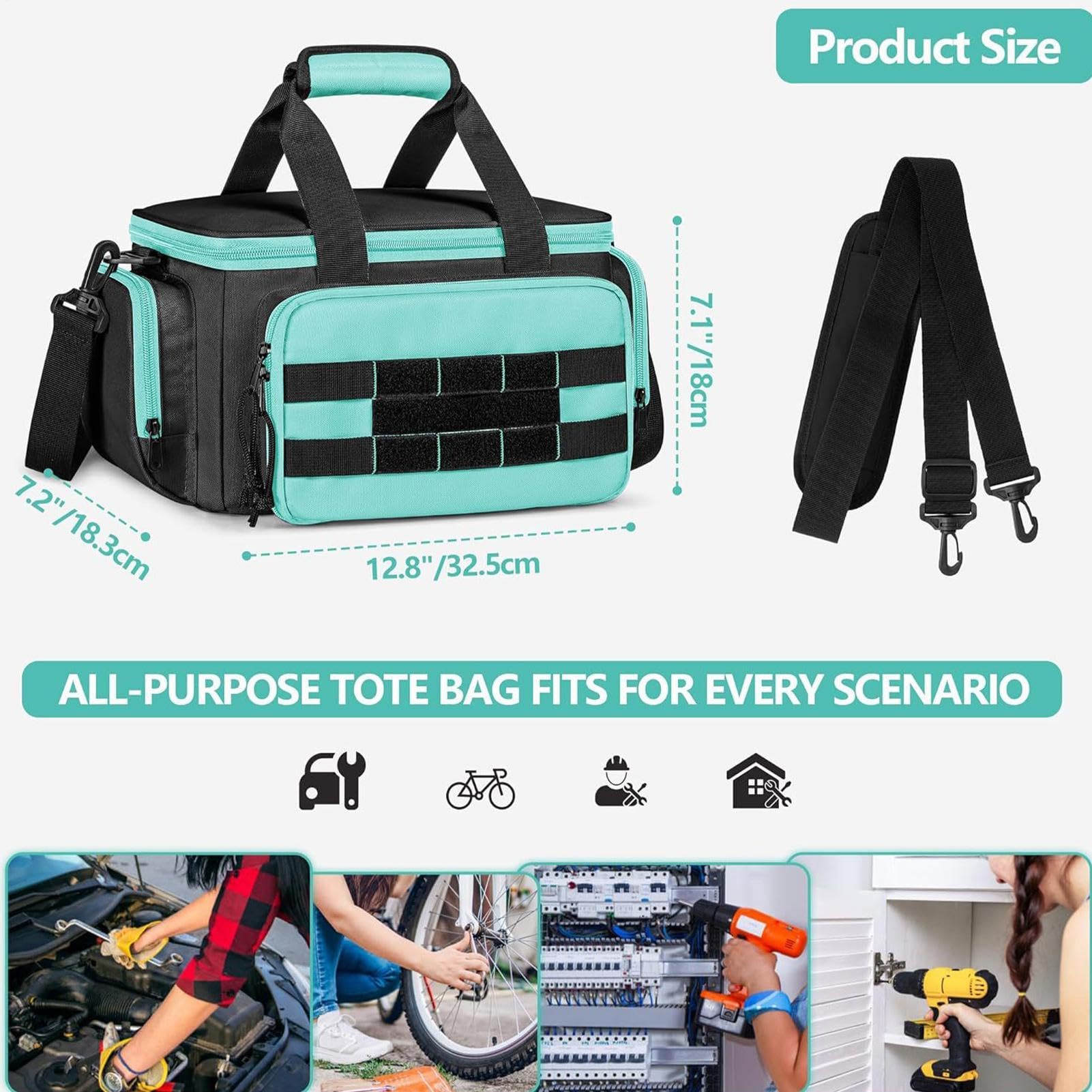 Bolsas portaherramientas Estuche portátil de almacenamiento en tela Oxford | Tote Para Herramientas Con Asa para carpintero electricista jardinería viajes construcción y camping