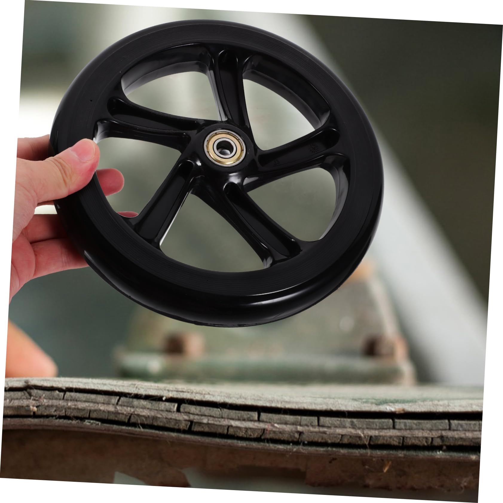 Ruote per Monopattino in Pu Nero 175mm 2 Pezzi Rotelle Resistenti e Facili da Installare per Monopattino Elettrico e Skating