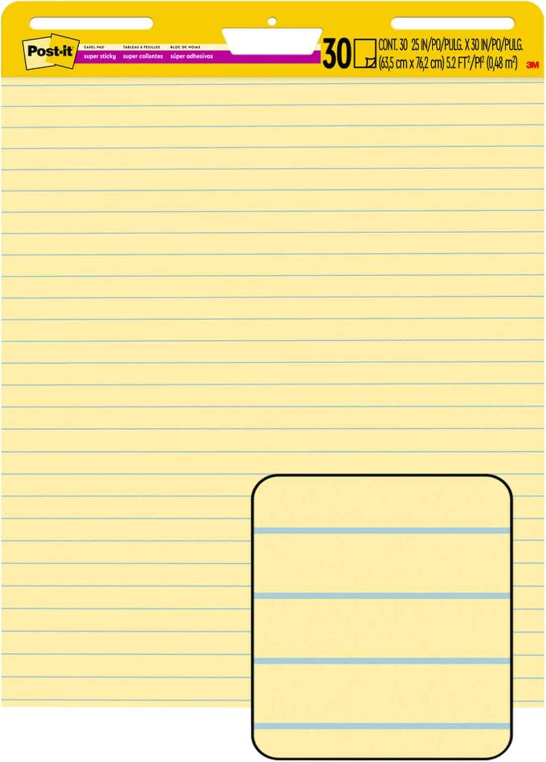 Post-it Super Sticky Easel Pad, 25 in x 30 in Sheets, Yellow Paper with Lines, 30 Sheets/Pad, 2 Pads/Pack, Great for Virtual Teachers and Students (561) & Super Sticky Wall Easel Mounting System