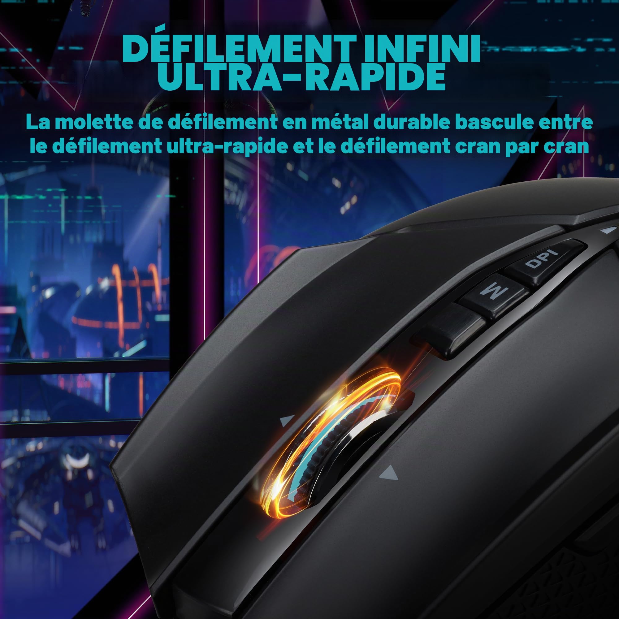 Predator Cestus 335, Souris Gaming Jusqu’à 19000 DPI, 5 Niveaux DPI, 10 Boutons Programmables Avec Buster Fire, IPS 400, Capteur Pixart 3370, Défilement Infini, Souris USB, Noir