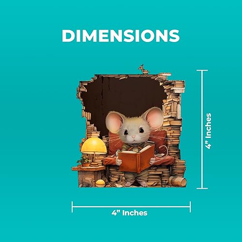 Miniatura 4 de EGD Calcomanías de pared 3D con agujero de ratón, calcomanías de pared de 4 x 4 pulgadas para decoración de habitación infantil, calcomanías de