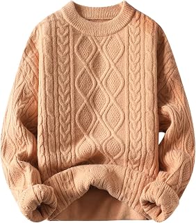 Oversized Knit Sweater Solid Vintage Pullover Sweater Unisex Woven Crewneck Knitted Tops Cowboy Duster Coat