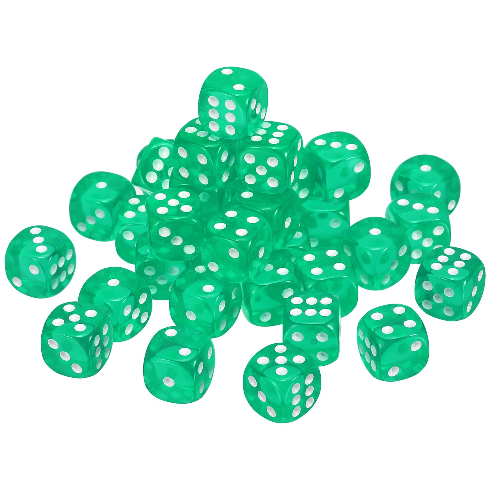 sourcing map 10Pcs 6 Sided Acrylic Dice, 14mm/0.55" Rounded Corner Translucent Colored D6 Game Dice for Theme Party Fun Table Board Games, Green