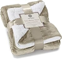 Vista 27 de Genteele Manta de Tiro Sherpa Súper Suave Reversible Ultra Lujosa de Felpa, 40 x 50 pulgadas, Negro/Gris