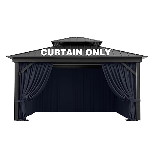 Outdoor Gazebo Curtain Replacement Universal 4-Panel Sidewalls 10' X 13',Outdoor