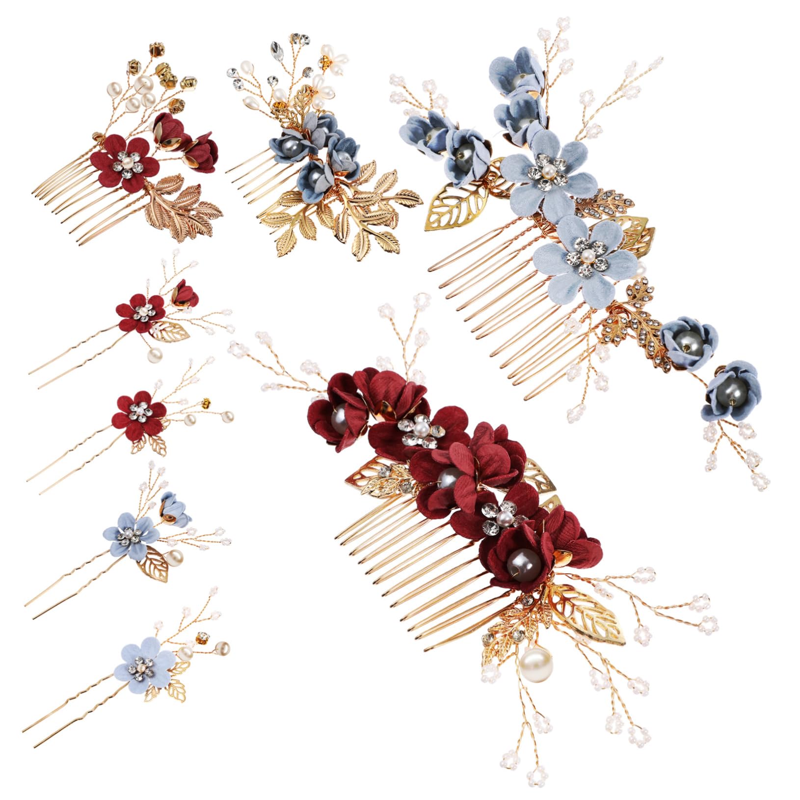 2set Fermaglio Matrimonio per Capelli da Sposa Perle Finte e Strass Pettine Laterale Accessori per Capelli per Sposa e Damigella d Onore