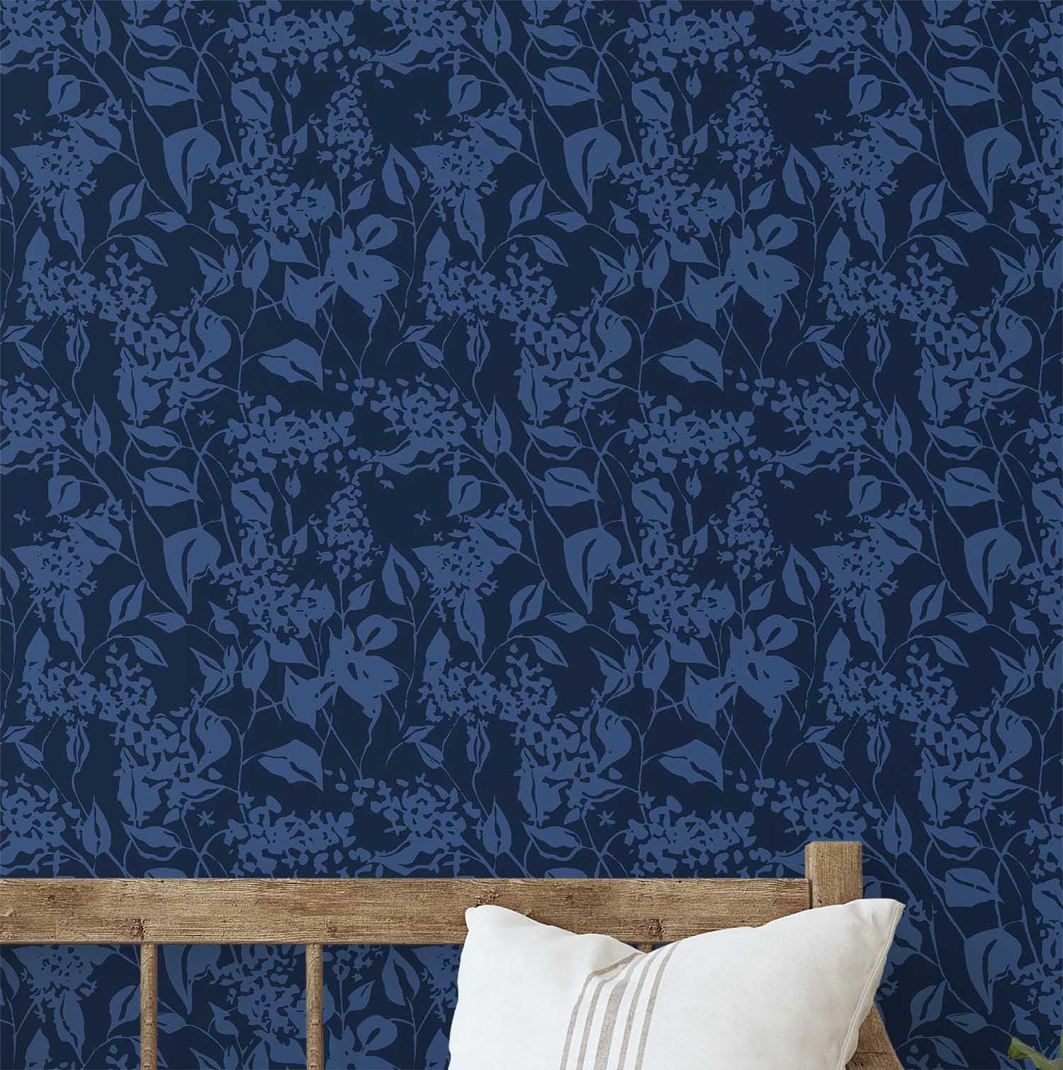 Papier peint floral bleu vinyle adhésif mural amovible 63 cm