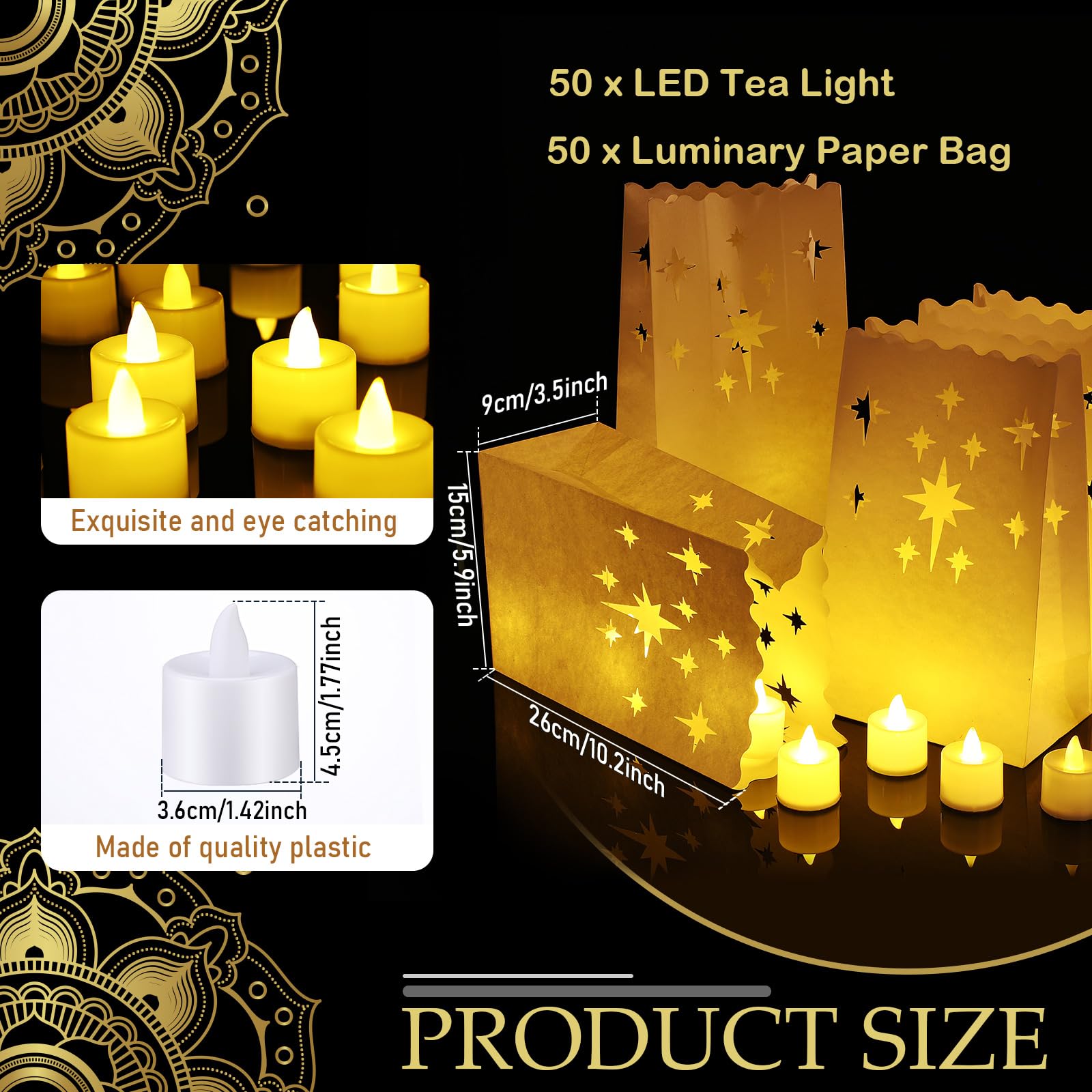 Amazon.com: Sabary 50 Sets Luminary Bags with Flameless Tea Lights