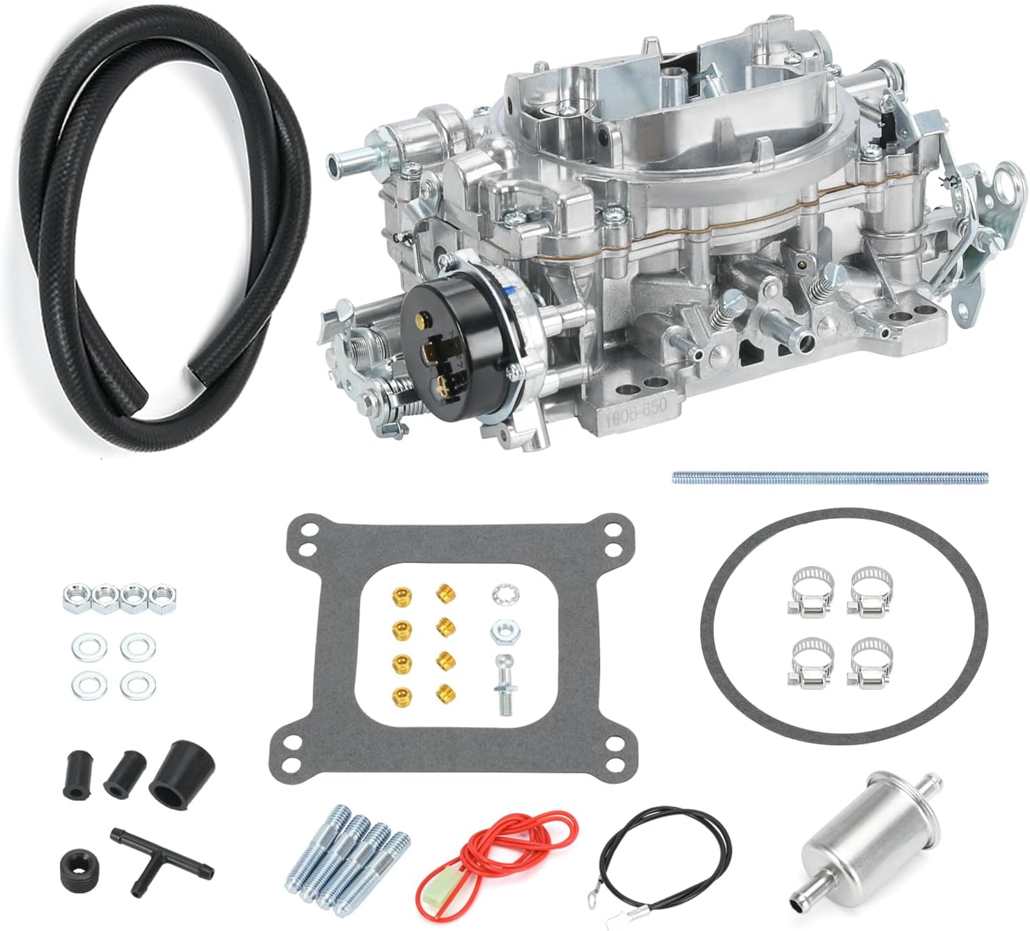 Carburetor 1906 AVS2 650 CFM 4-Barrel Carb with Electric Choke Satin Finish Replacement For Edelbrock 1906 AV2 Carburetor Square Flange New Annular Flow Booster