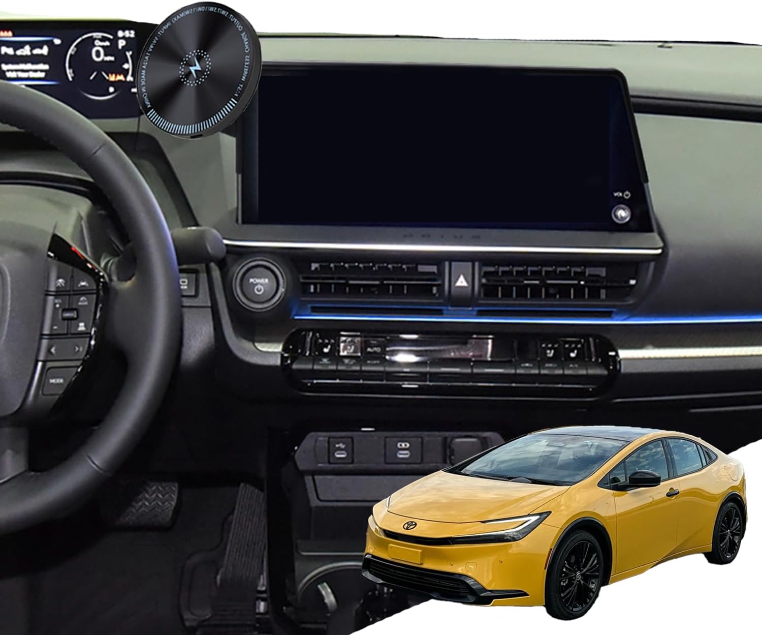 Designed for MagSafe Car Mount for 12.3-inch Screen for Toyota Prius Phone Holder 2026 Prius Phone Mount 15W Fast Wireless Charging Support 2023-present