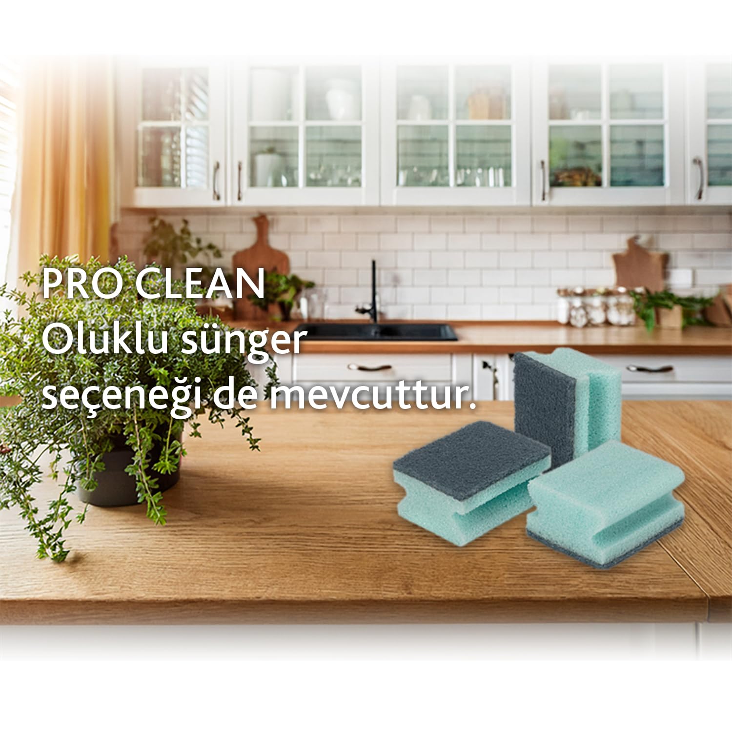 Vileda Pro Clean Aktif Enzimli Düz Sünger, 3’lü Paket