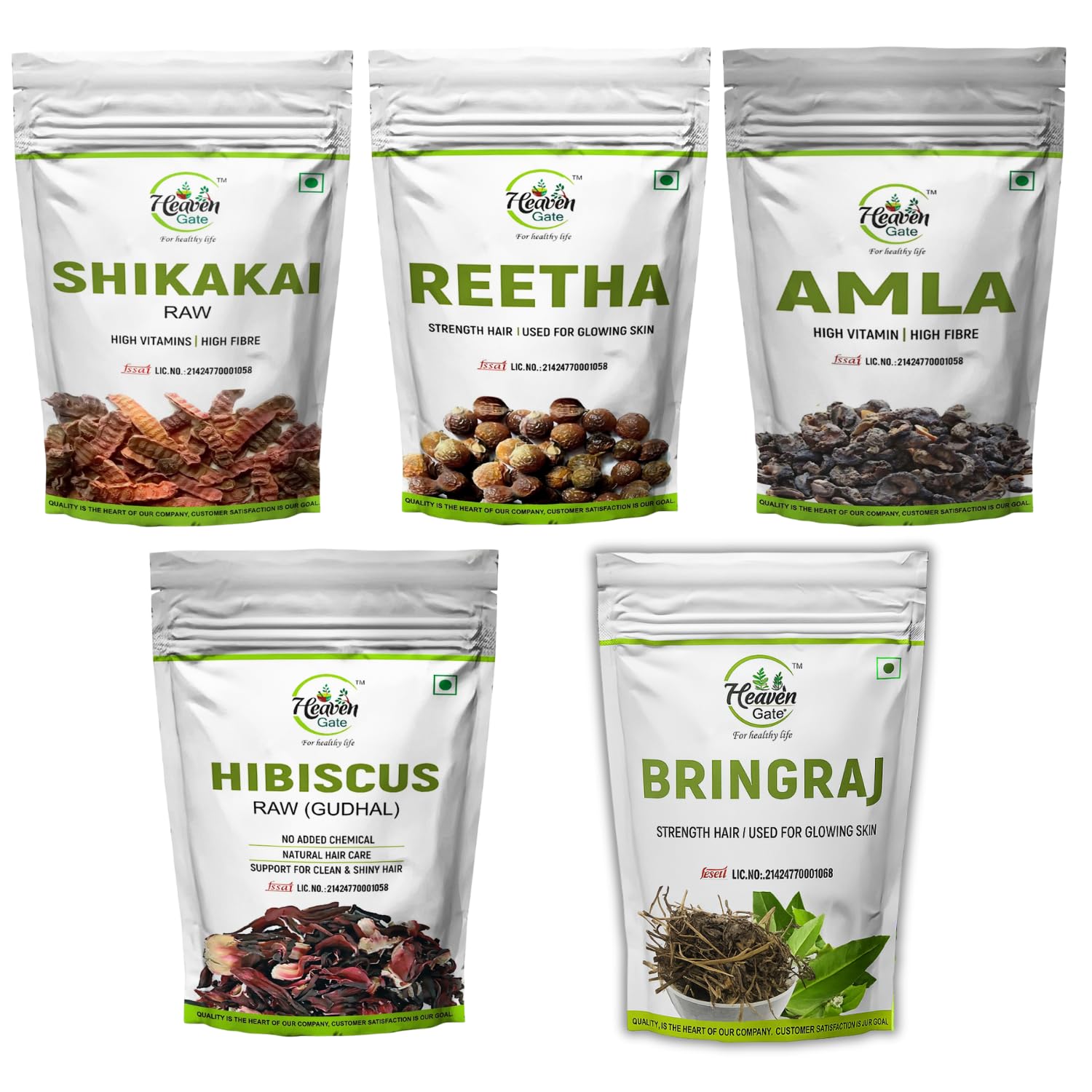 Heaven Gate Dried Amla Reetha Shikakai Bhringraj Hibiscus Raw - 500gm |Natural Hair Care Combo of 5 (5 * 100g each) for All Hair Type Growth & Mask |Gooseberry, Soapnut, False Daisy & Gudhal-image-34