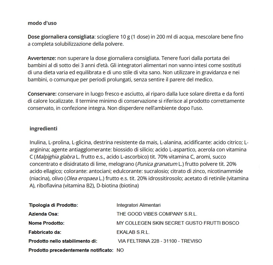 Goovi, My Collagen Skin Secret, Integratore Alimentare per Stimolare la Formazione del Collagene, con Vitamina C, Melograno, Niacina e Riboflavina, Polvere Solubile al Gusto Frutti di Bosco, 240 g