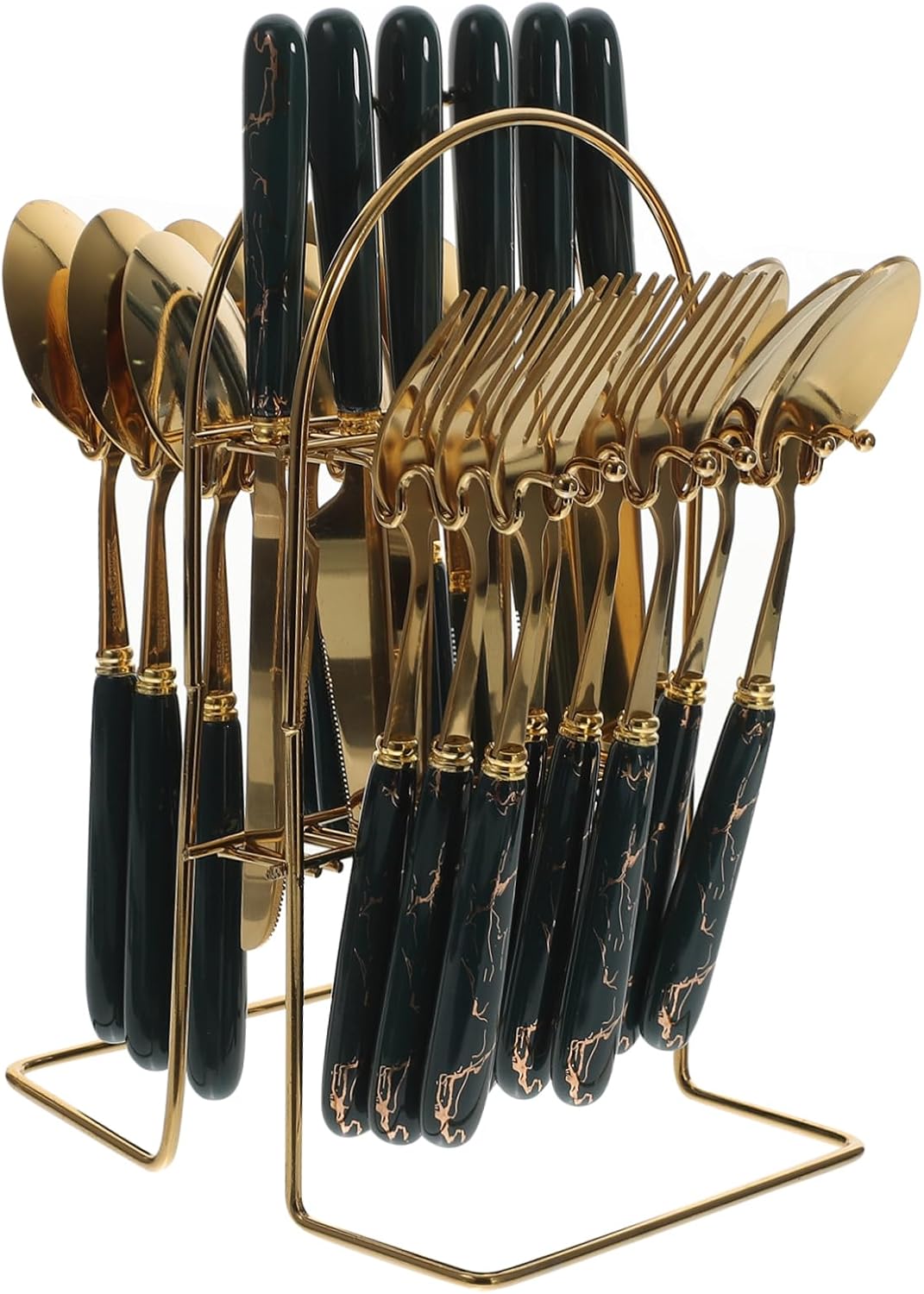 Elegant Ceramic Handle Stainless Steel Cutlery Fork Spoon Knife Set -piece Steak Fork Spoon Kit Kitchen Supplies