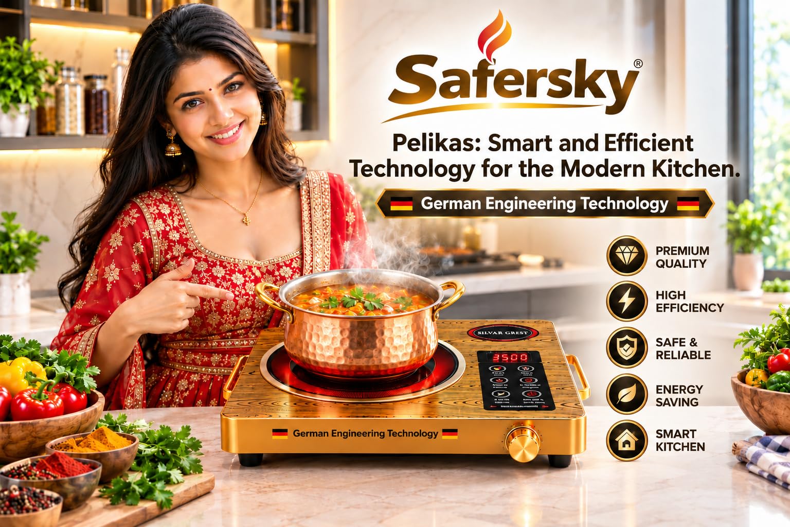 SAFERSKY 3500W Induction Cooktop - Portable & Durable -2 SAFERSKY 3500W Induction Cooktop - Portable & Durable -2
