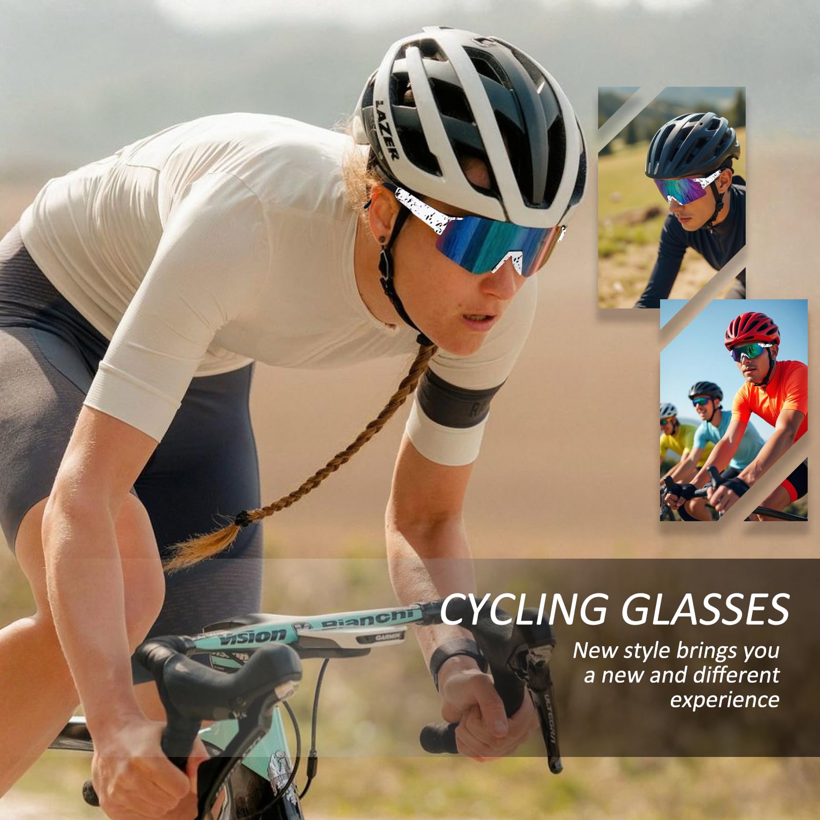 Occhiali Ciclismo Uomo e Donna, Occhiali da Sole Sportivi Protezione UV400, Occhiali Veloci per Equitazione, Sci, Escursioni, Pesca, Regalo per la Festa del Papà