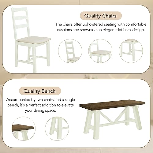 Miniatura 6 de Moderno juego rústico de 3 piezas mesa de comedor de madera con altura de mostrador con 2 cajones de almacenamiento y 2 taburetes adecuado para