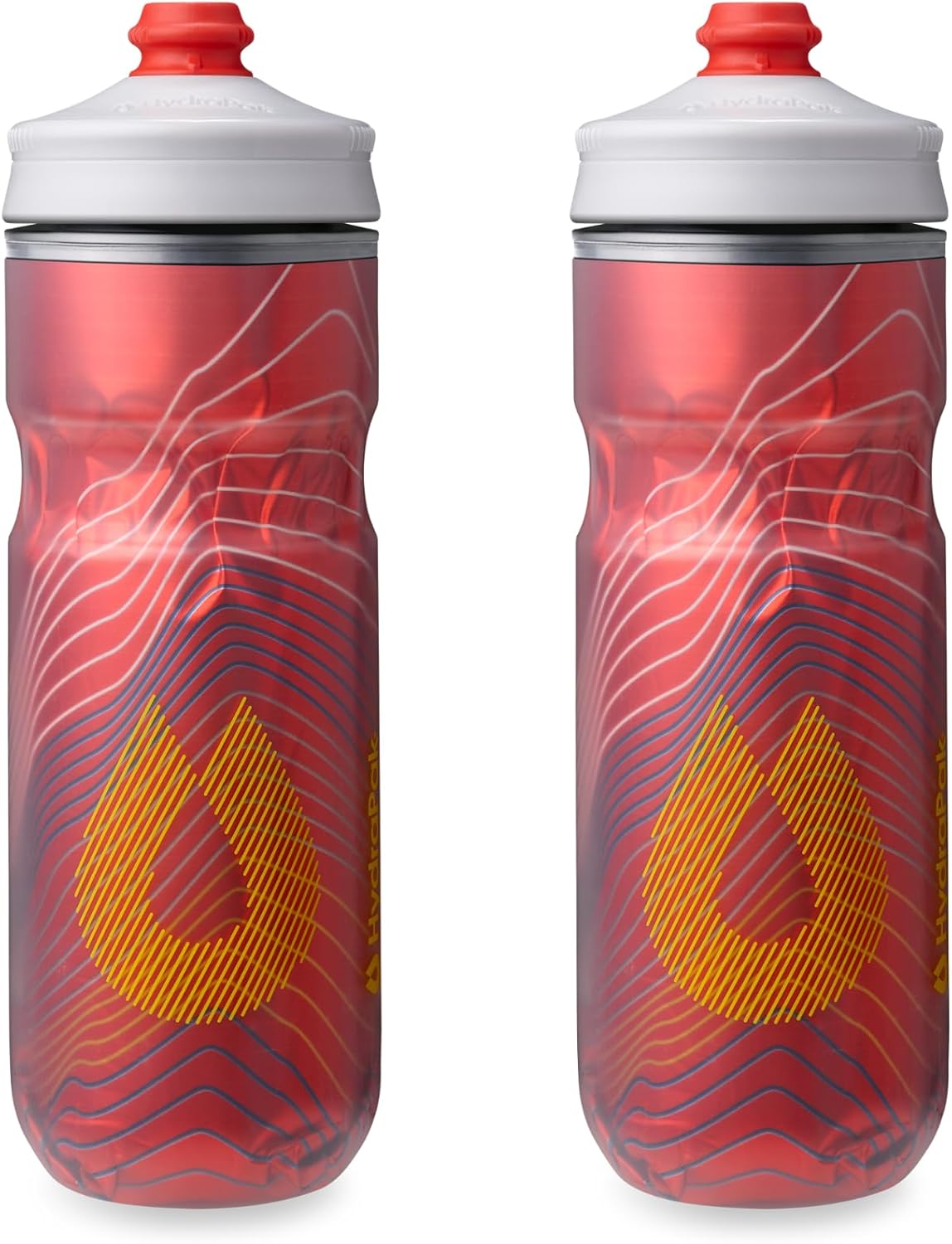 HydraPak Polar Surge – Botella de agua aislada para bicicleta, paquete de 2 (20 o 24 onzas), alto flujo, se adapta a la mayoría de jaulas de