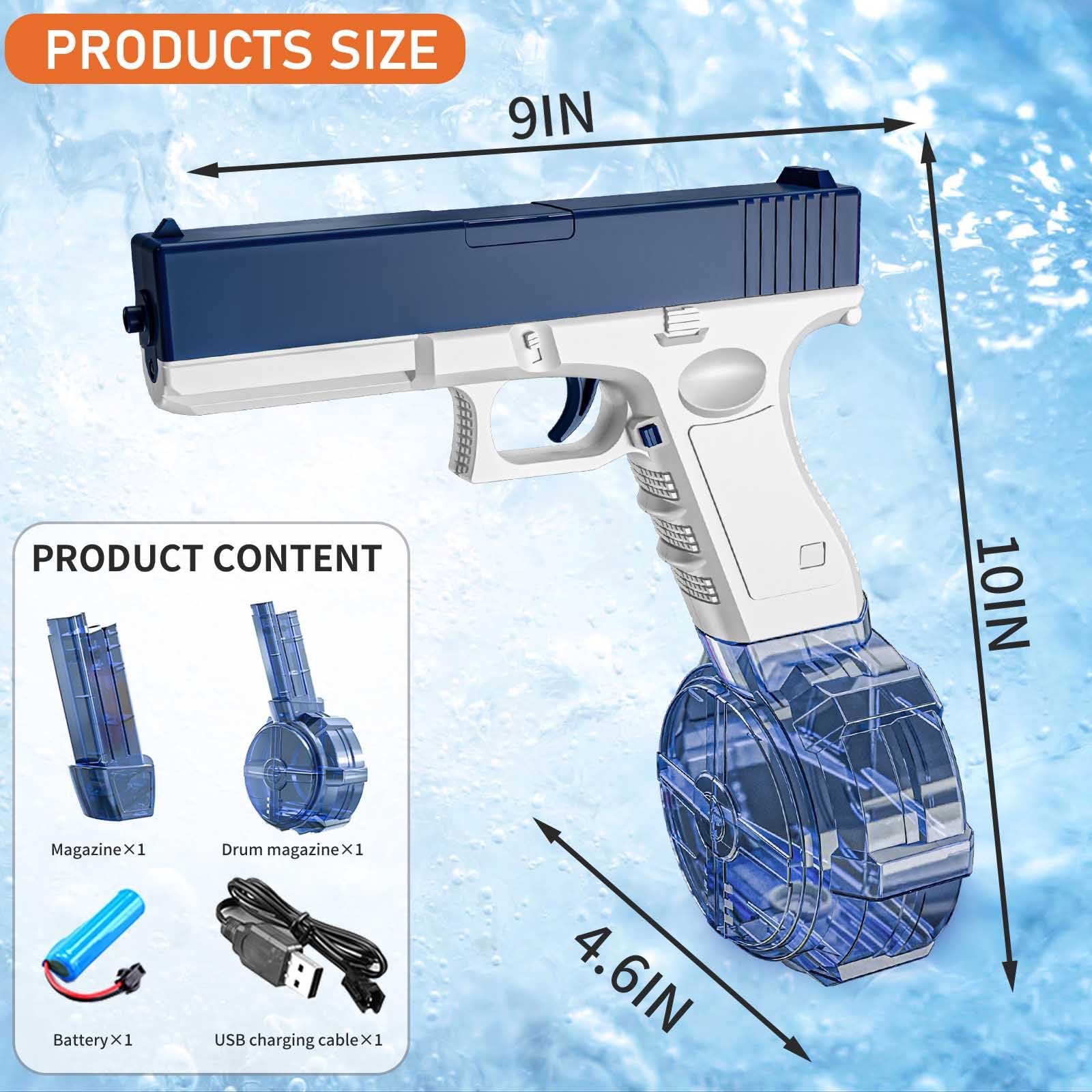 Pistola ad Acqua Elettrica, Pistole Giocattolo ad Acqua 32FT Super potente, Alta Capacità Fucile ad Acqua Elettrico Elettriche Giocattolo per Bambini e Adulti Giardino Piscina Spiaggia (Glock)