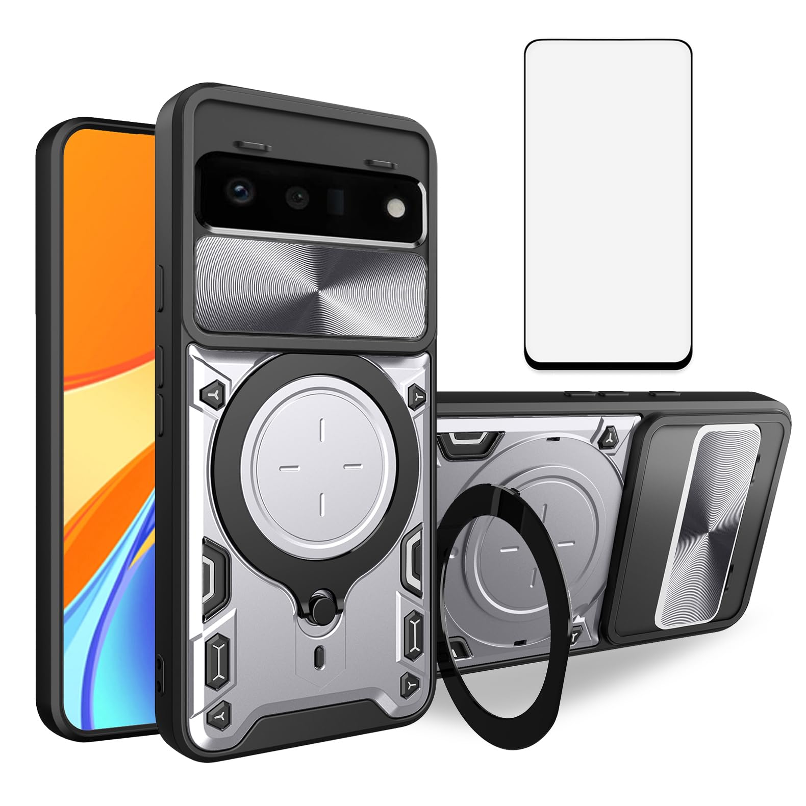 Coque Google Pixel 6 Pro Asuwish avec cache caméra coulissant et verre - 7