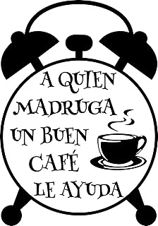 SoulArt® Vinilo decorativo con frase "A quien madruga un buen café le ayuda" Pegatinas decorativas cocina. Decoración cafe...