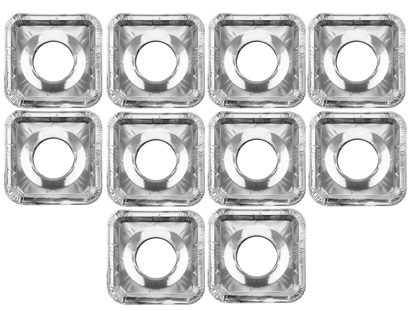 Rubik 10pcs Stove Burner Covers, Heat Resistant Disposable Aluminum Foil Range Top Protectors Liners for Gas and Electric Stove (Square)