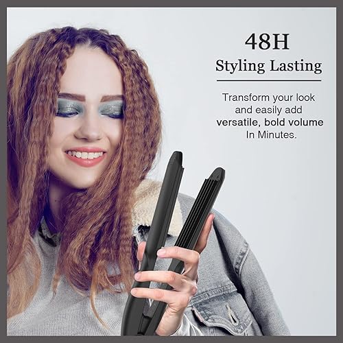 Miniatura 2 de Crimpadora de pelo para cabello ondulador voluminizador con placas de cerámica de titanio, herramientas de peinado para mujeres y niñas