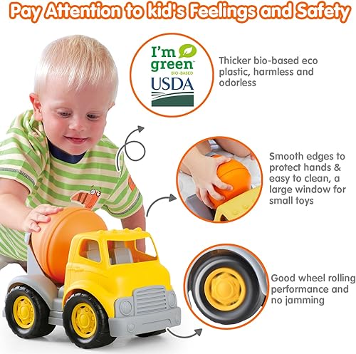 Miniatura 3 de PLAY Camión de juguete ecológico mezclador de cemento, certificado por USDA sin BPAftalatoPVC, vehículo de construcción de bioplástico reciclado,