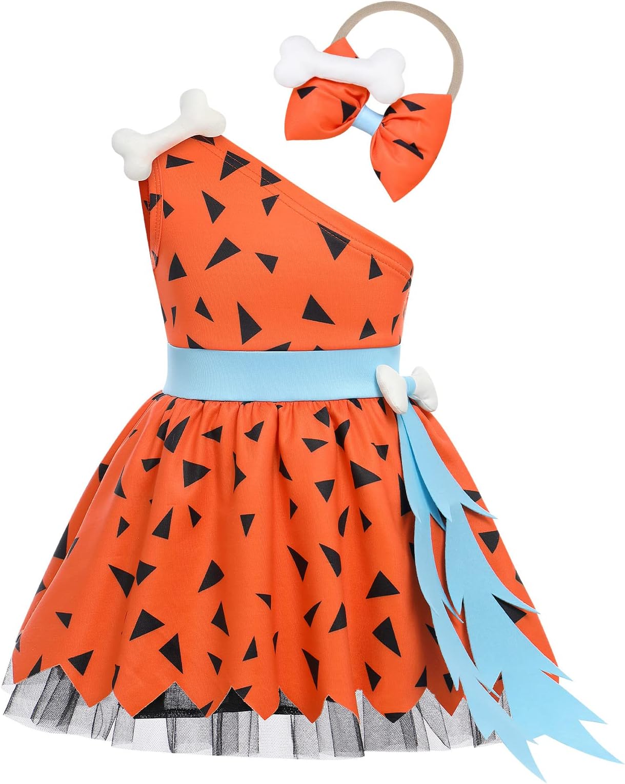 FYMNSI Toddler Kids Baby Girl Pebbles Costume Boy Bam Bam Cosplay Historical Stone Age Cavegirl Caveman Halloween Dress Up Birthday Outfit Photo Props
