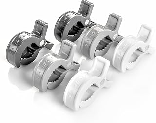 Set de Pinzas Cochecito Bebé Universales 6 Ud. sin BPA, Ganchos Carro Bebe - Pinzas Muselina - Enganches Carro Bebe para Mantas, Clips Juguetes - Blanco Gris
