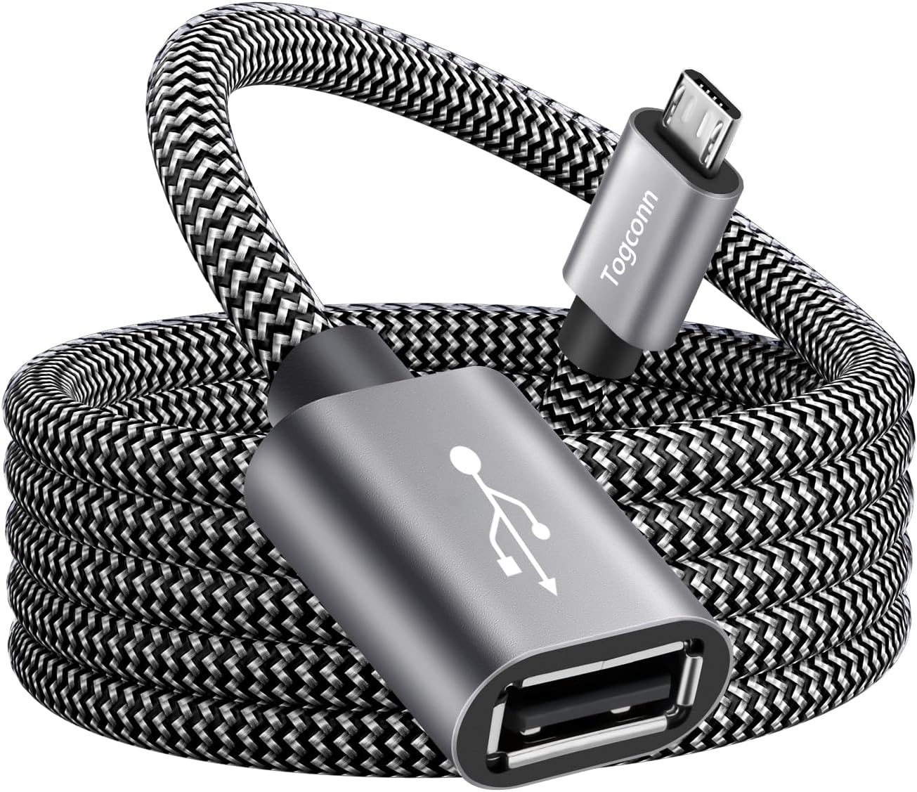 USB to Micro USB Adapter Cable 6 Feet, Micro USB Male to USB Female 2.0 OTG On-The-Go Cable Converter Connector, Nylon Braided, Aluminum Shells for S7 LG, Flash Drive, Mouse, Keyboard, Game Controller