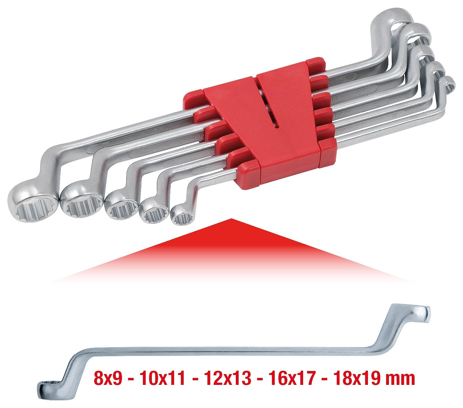 KS TOOLS CLASSIC Juego de llaves de estrella dobles, acodadas, 5 pzs. 8-19mm 517.0295 Couleur